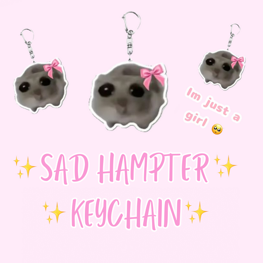 Sad hampter acrylic keychain